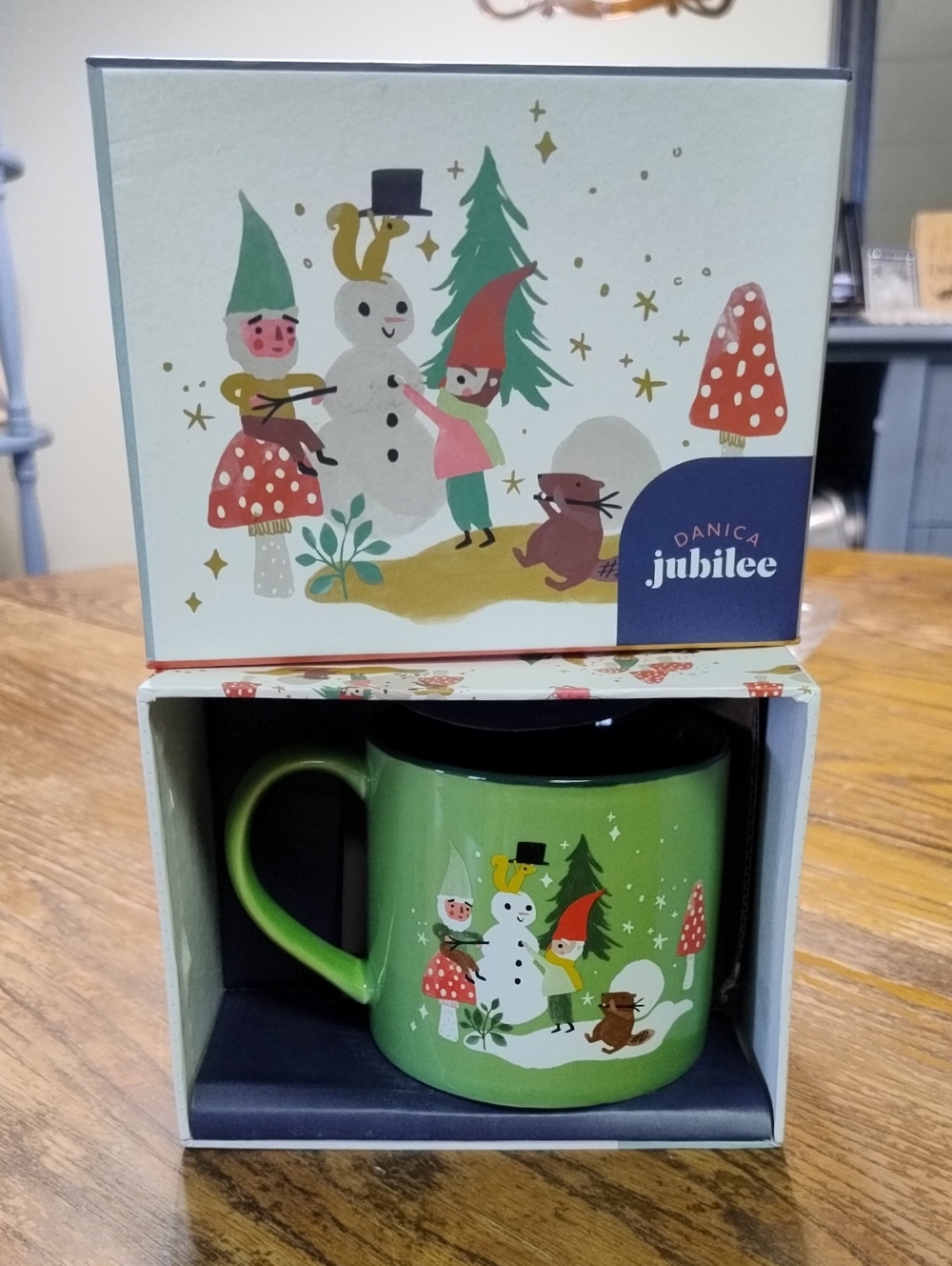 Green Holiday Snowman Mug